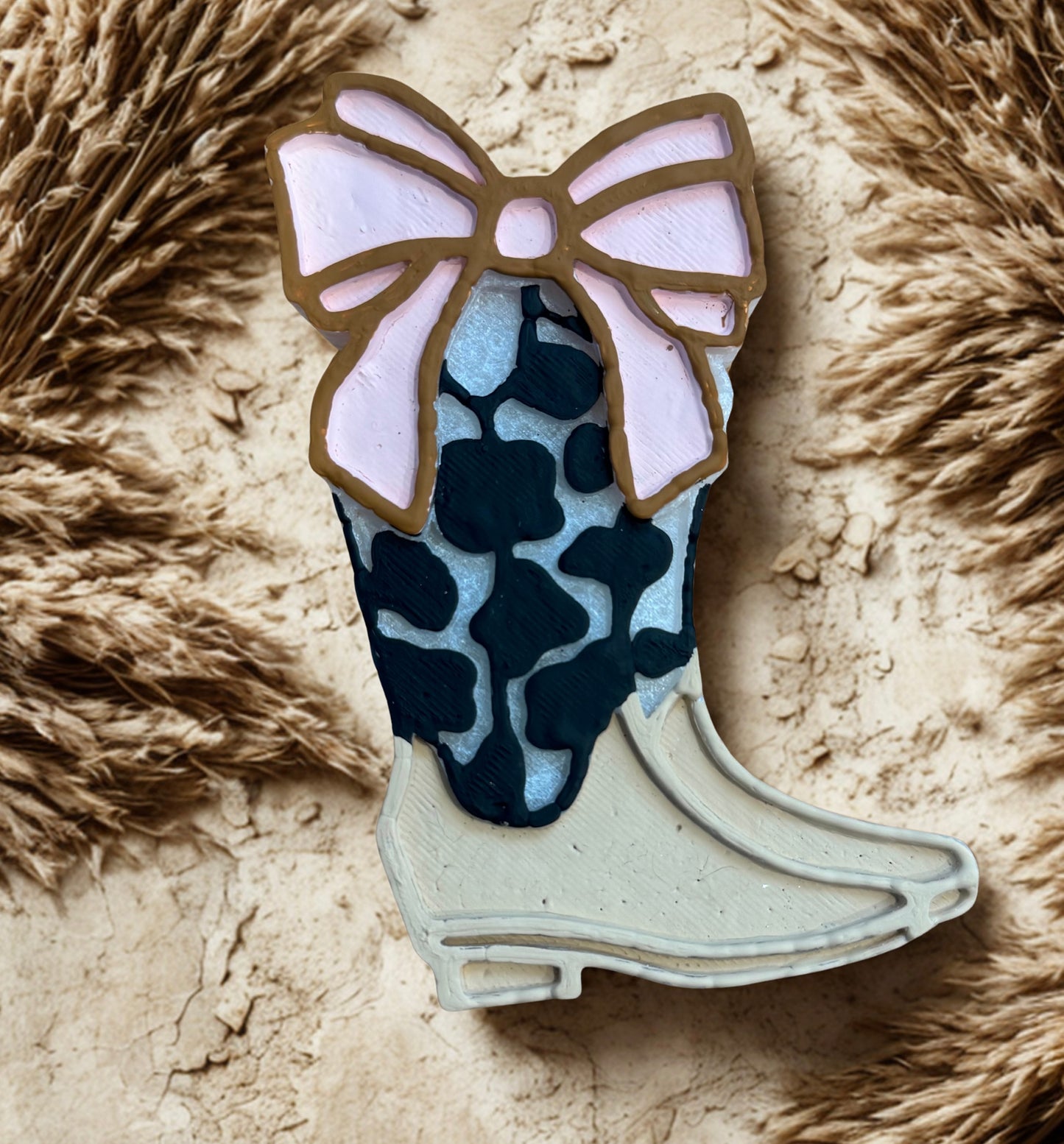 Cow Print Boots with Bow