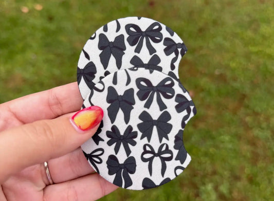 Black Bows Set of Car Coasters