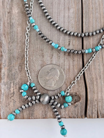 3 Layer Navajo Pearl Necklace with Coquette Bow