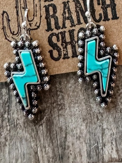 Lightening Bolt Turquoise Earrings